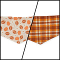 Boho Daisy Football/Orange Fall Plaid Reversible Tie-on Bandana (X-Small)
