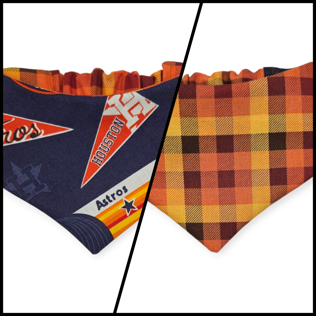 Astros/ Orange Fall Plaid Slip-on Scrunchie Bandana (X-Small)