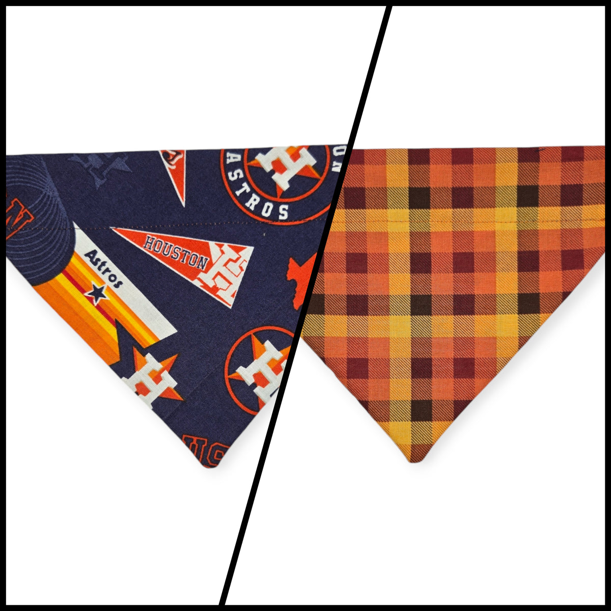 Astros/ Orange Fall Plaid Reversible Slide-on Bandana (Small)