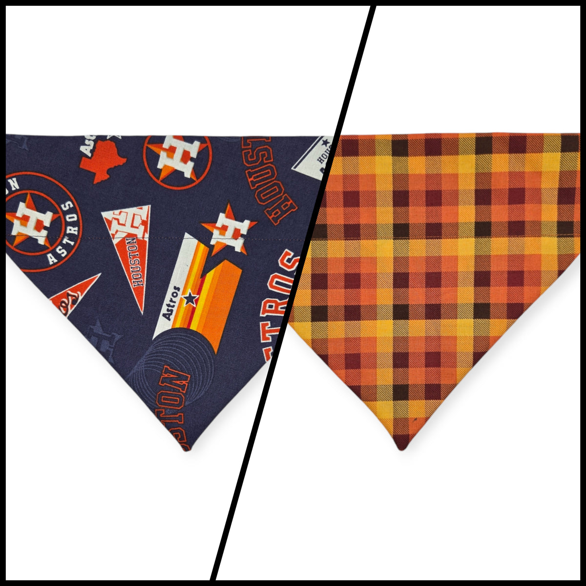 Astros/ Orange Fall Plaid Slide-on Pet Bandana (Medium)
