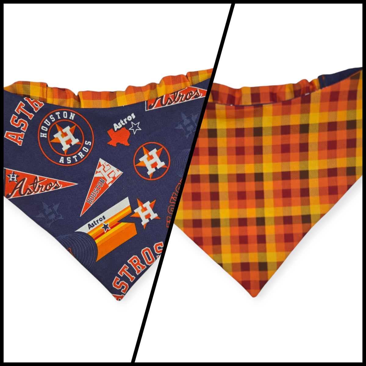 Astros/ Orange Fall Plaid Slip-on Scrunchie Bandana (Large/X-Large)