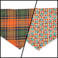 Pumpkin Spice Pup Cup/Green & Orange Plaid Tie-on Bandana (Large)