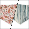 Vintage Milk & Cookies/Green Stripe Tie-on Bandana (Large)