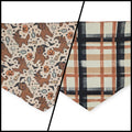 Halloween Witchy Dogs/ Brown Fall Plaid Reversible Reversible Tie-on Bandana (Large)