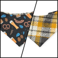 Bavarian Pretzels & Beer/ Gray & Mustard Plaid Slip-on Scrunchie Bandana (Small)