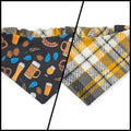 Bavarian Pretzels & Beer/ Gray & Mustard Plaid Slip-on Scrunchie Bandana (Medium)