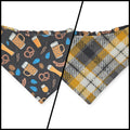 Bavarian Pretzels & Beer/ Gray & Mustard Plaid Slip-on Scrunchie Bandana (Medium/Large)
