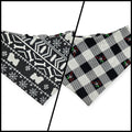 Fair Isle Black/Black & White Buffalo Plaid V2 Slip-on Scrunchie Bandana (Small)