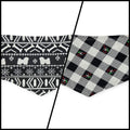 Fair Isle Black/Black & White Buffalo Plaid Reversible Tie-on Bandana (X-Small)