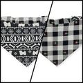 Fair Isle Black/Black & White Buffalo Plaid Reversible Slip-on Scrunchie Bandana (Medium)