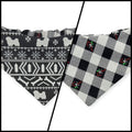 Fair Isle Black/Black & White Buffalo Plaid Slip-on Scrunchie Bandana (Small)