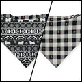 Fair Isle Black/Black & White Buffalo Plaid Reversible Slip-on Scrunchie Bandana (Large)