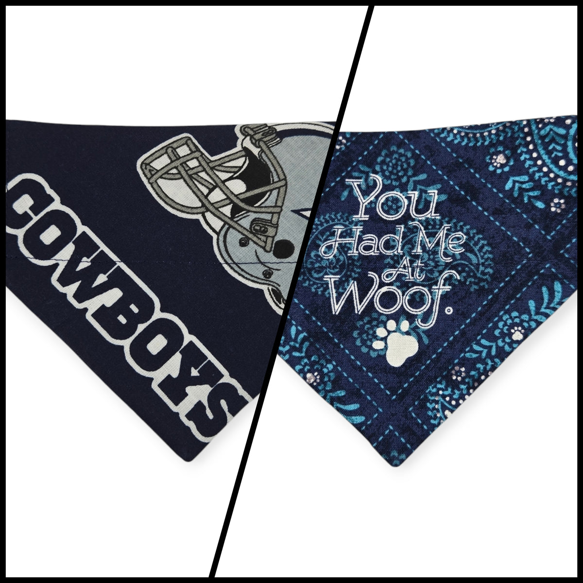 Cowboys/ Woof Reversible Slide-on Bandana (X-Small)