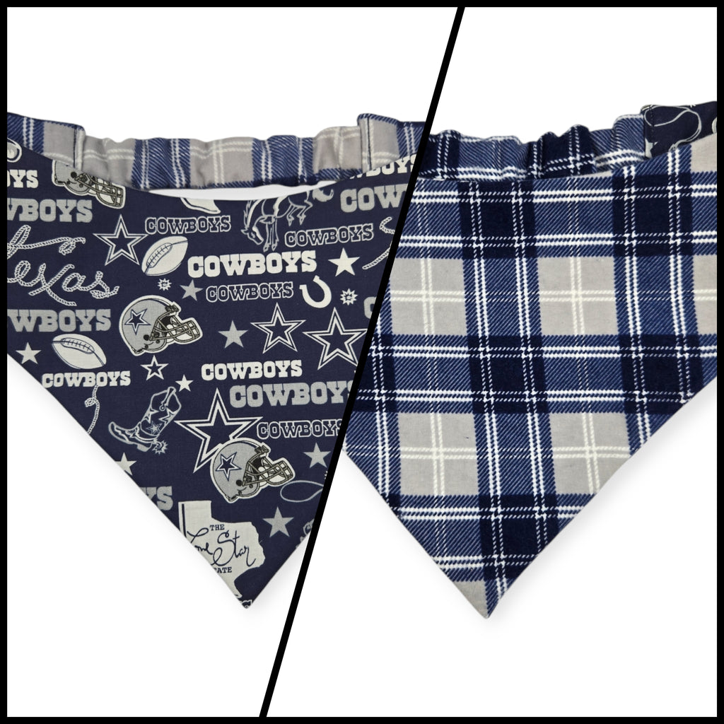 Cowboys/Dallas Plaid Reversible Slip-on Scrunchie Bandana (Large/X-Large)