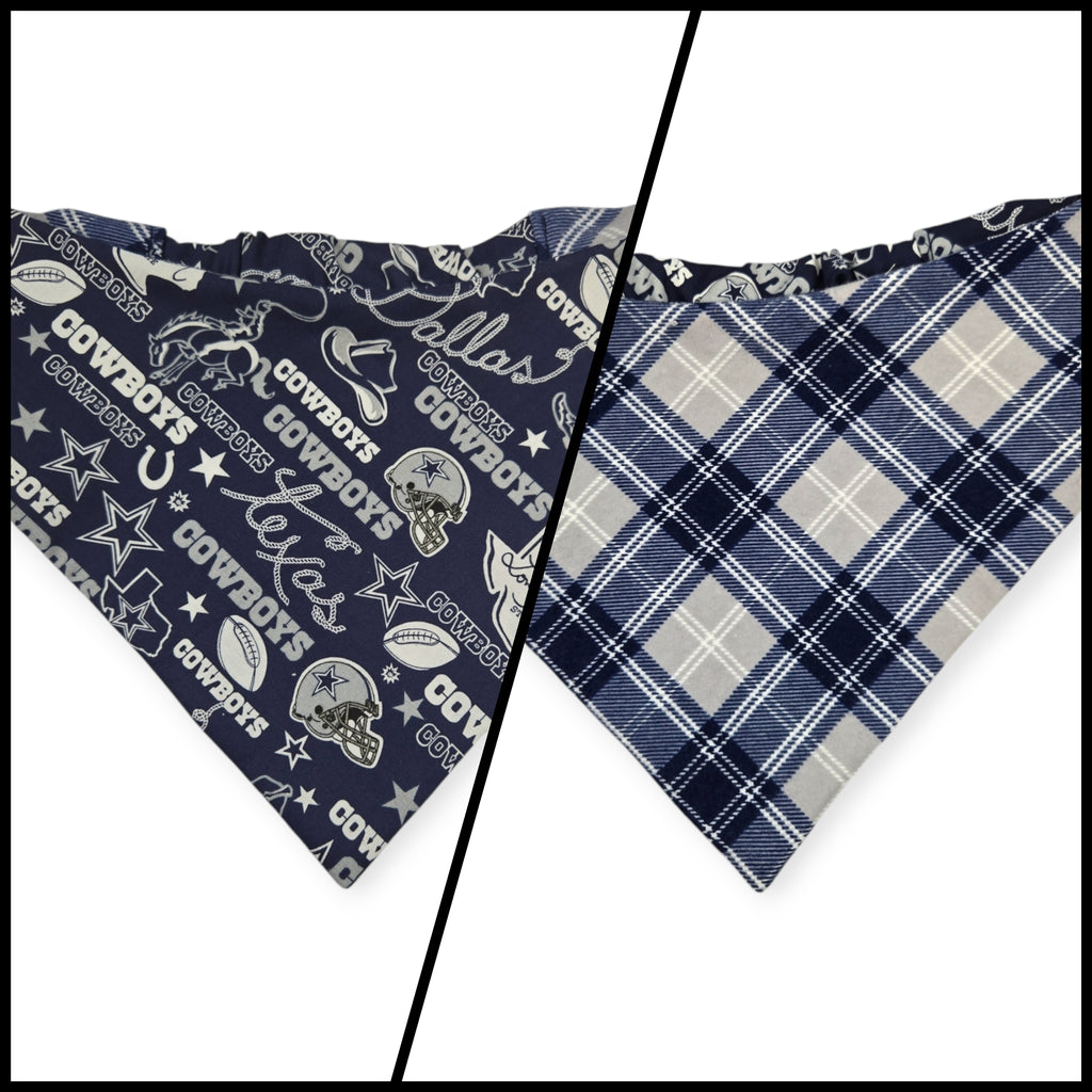 Cowboys/Dallas Plaid Reversible Slip-on Scrunchie Bandana (X-Large)