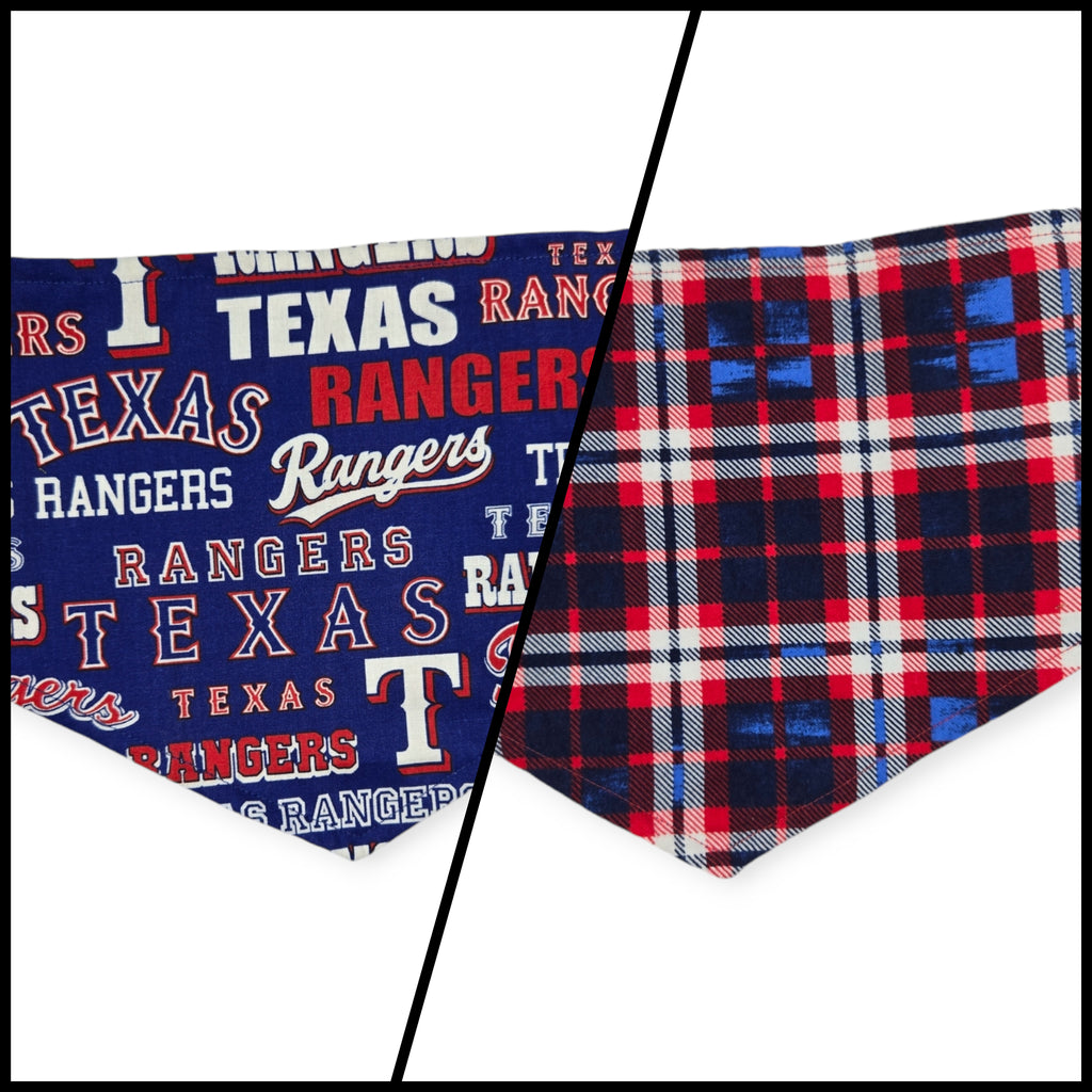 Rangers/Patriotic Plaid Tie-on Bandana (Medium)