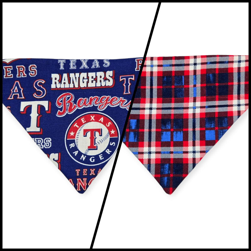 Rangers/Patriotic Plaid Reversible Slide-on Bandana (Small)