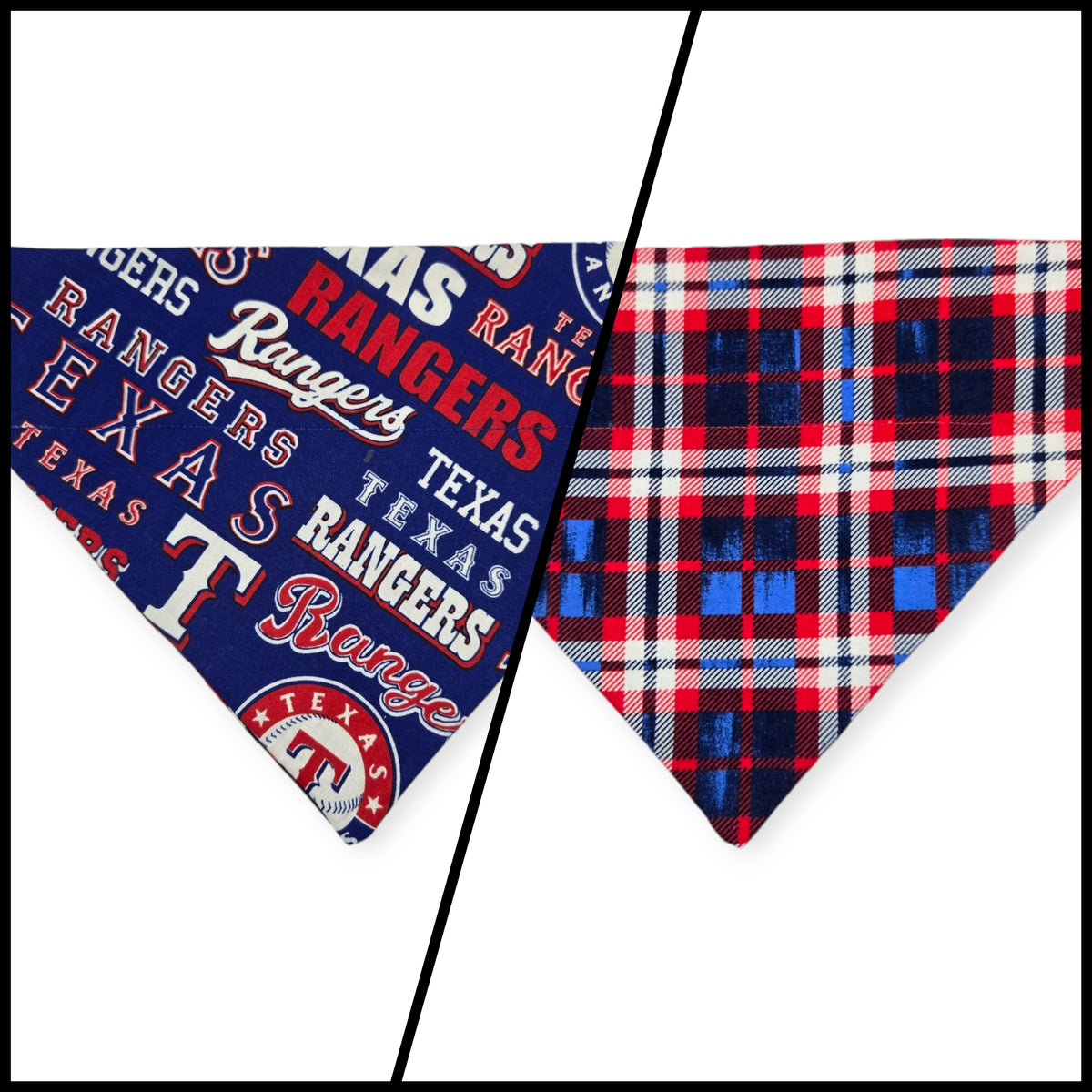 Rangers/Patriotic Plaid Reversible Slide-on Bandana (Medium)