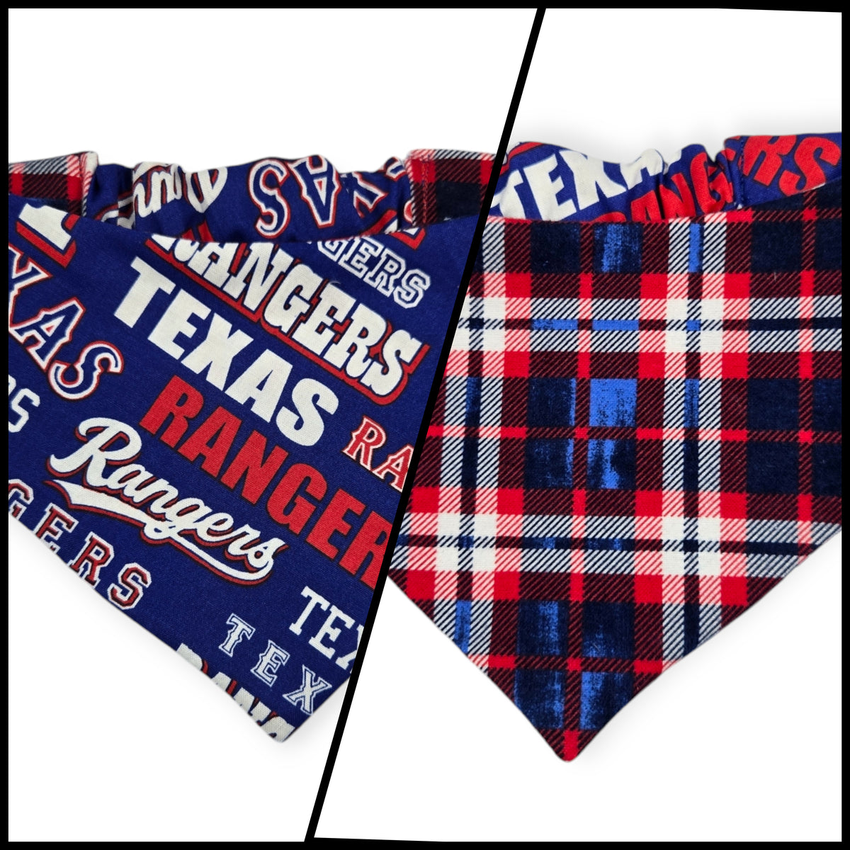 Rangers/Patriotic Plaid Slip-on Scrunchie Bandana (Medium)