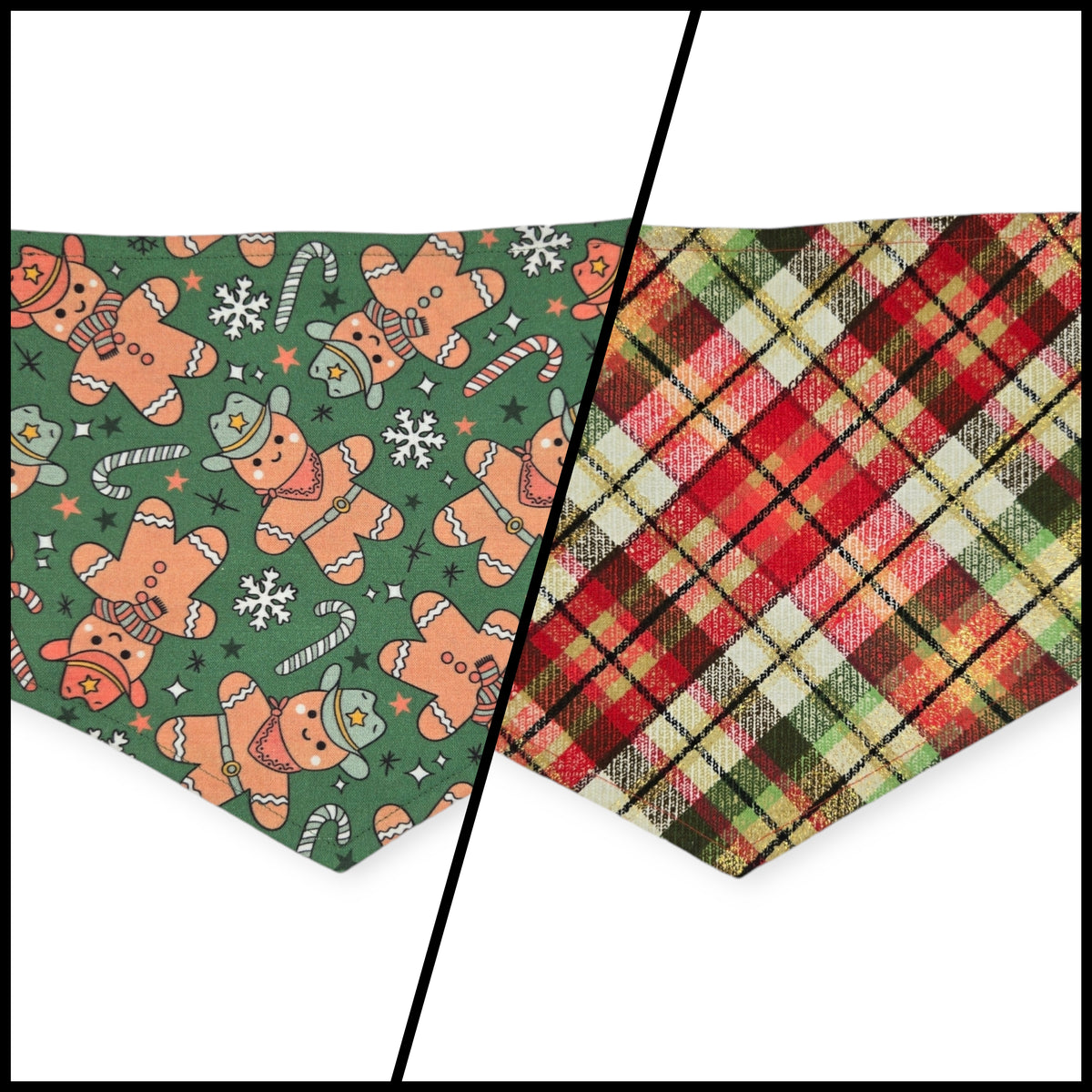 Cowboy Christmas/Glittery Christmas Plaid Tie-on Bandana (Medium)