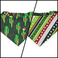 Christmas Cactus/Whimsical Stripes Reversible Slip-on Scrunchie Bandana (Medium)