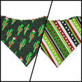 Christmas Cactus/Whimsical Stripes Slip-on Scrunchie Bandana (Large)