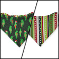 Christmas Cactus/Whimsical Stripes Slip-on Scrunchie Bandana (Large/X-Large)