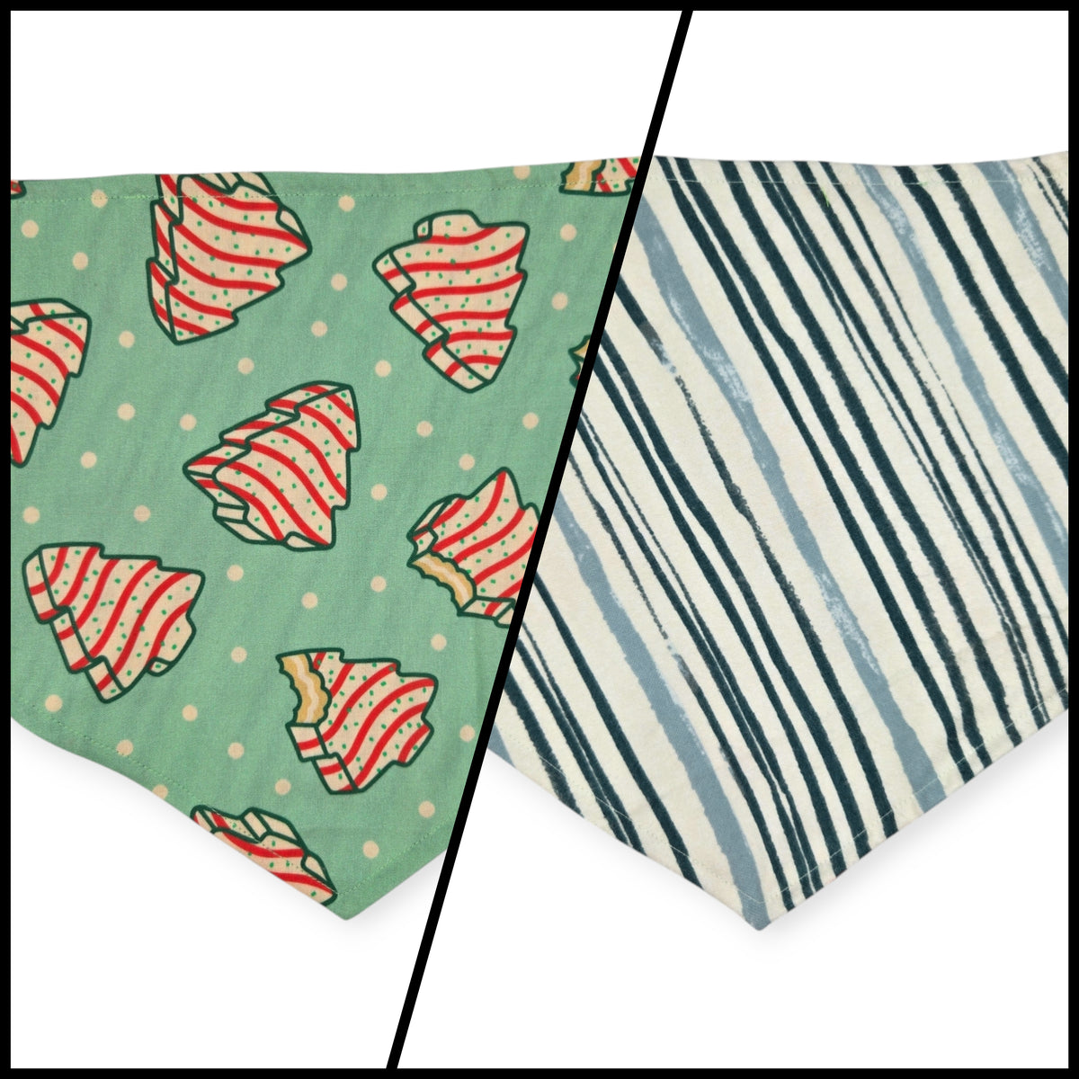Snack Cake Trees/Green Stripes Reversible Tie-on Bandana (Large)
