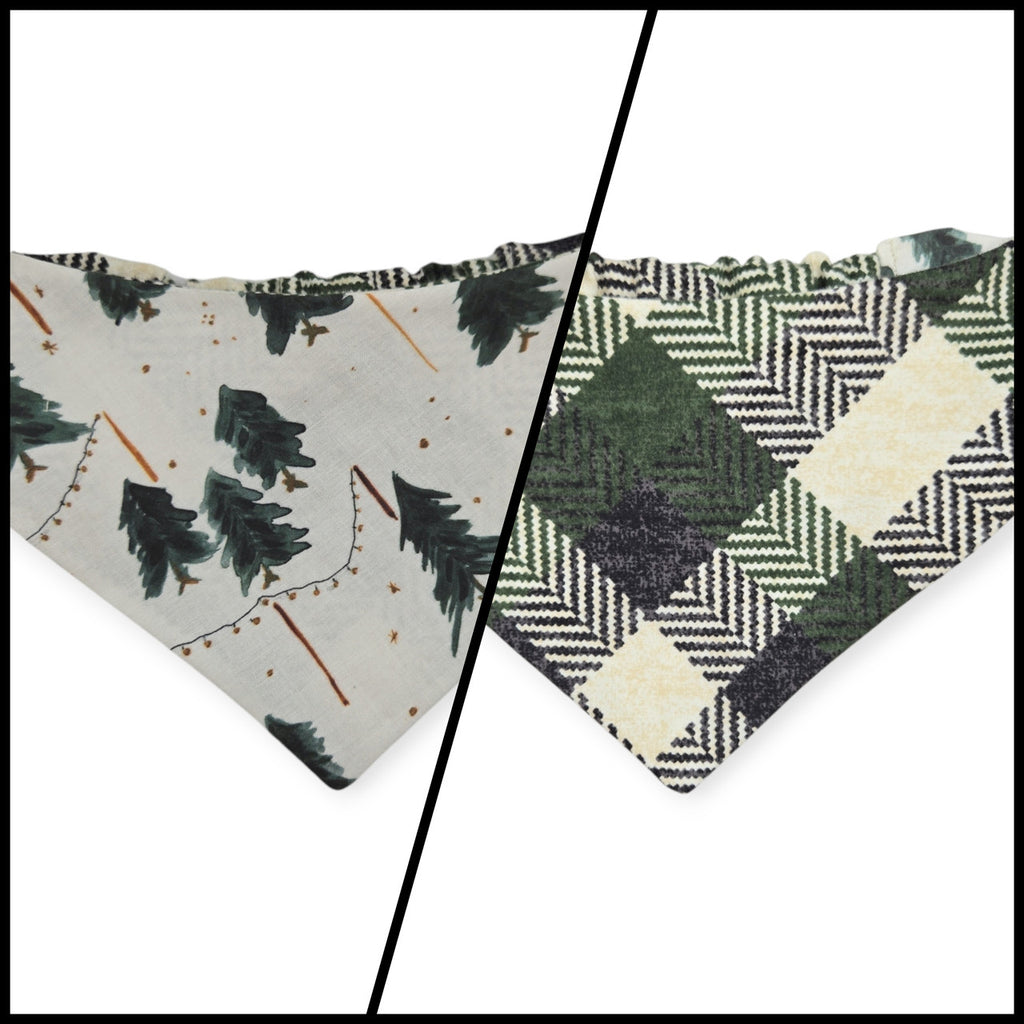 Christmas Tree Farm/Evergreen Plaid Slip-on Scrunchie Bandana (Small/Medium)