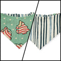 Christmas Snack Cakes/Green Stripes Slip-on Scrunchie Bandana (Small)