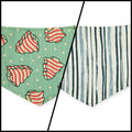 Snack Cake Trees/Green Stripes Tie-on Bandana (Medium)