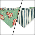 Christmas Snack Cakes/Green Stripes Slip-on Scrunchie Bandana (Medium)
