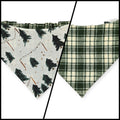 Christmas Tree Farm/Green Plaid Reversible Slip-on Scrunchie Bandana (Large)