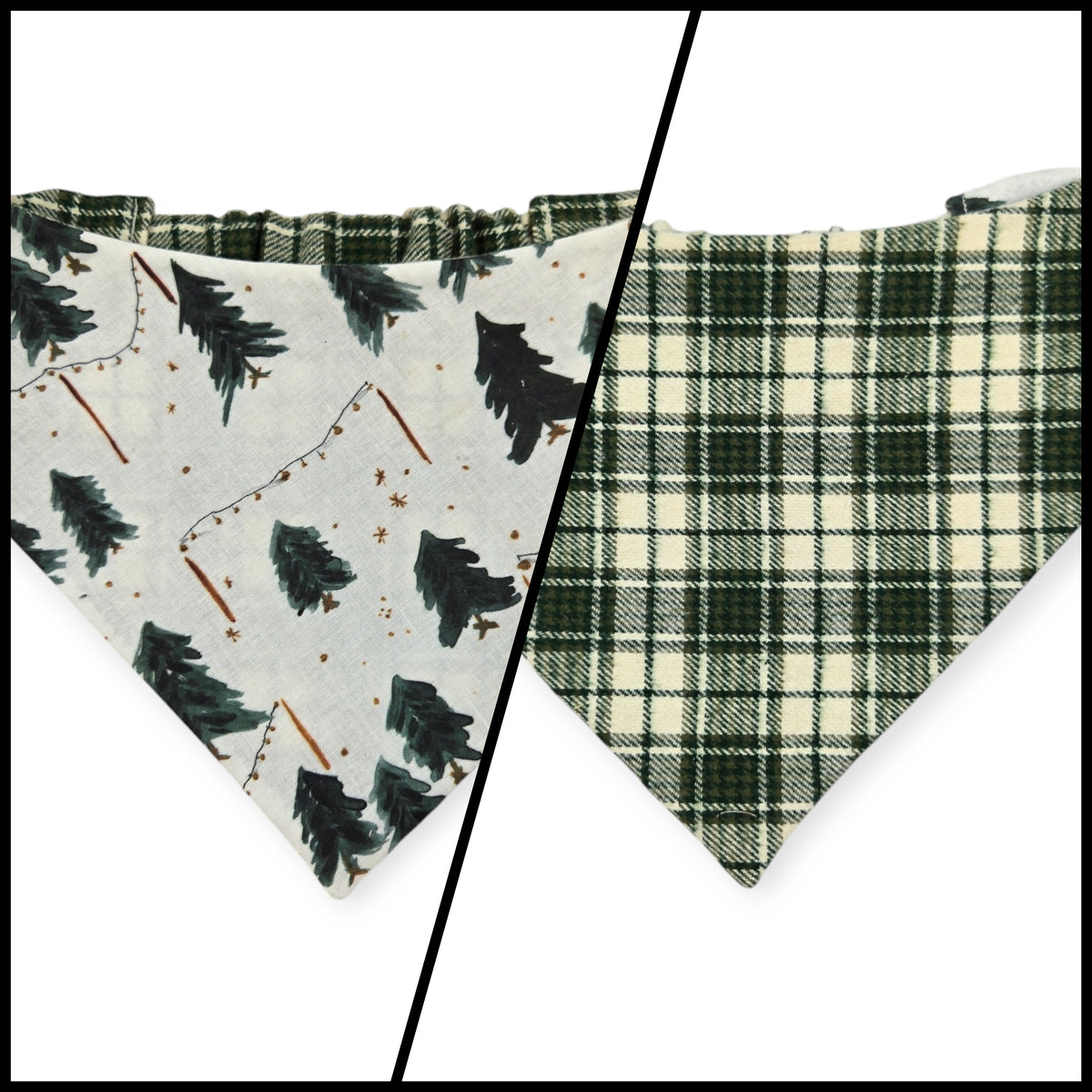 Christmas Tree Farm/Green Plaid Reversible Slip-on Scrunchie Bandana (Large)