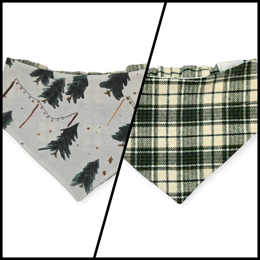 Christmas Tree Farm/Green Plaid Slip-on Scrunchie Bandana (Medium)