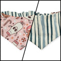 Vintage Milk & Cookies/Green Stripe Reversible Slip-on Scrunchie Bandana (X-Small)