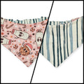 Vintage Milk & Cookies/Green Stripe Slip-on Scrunchie Bandana (Small)