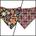 Santa's Cookies/Snowflake Plaid Reversible Slip-on Scrunchie Bandana (Large/X-Large)