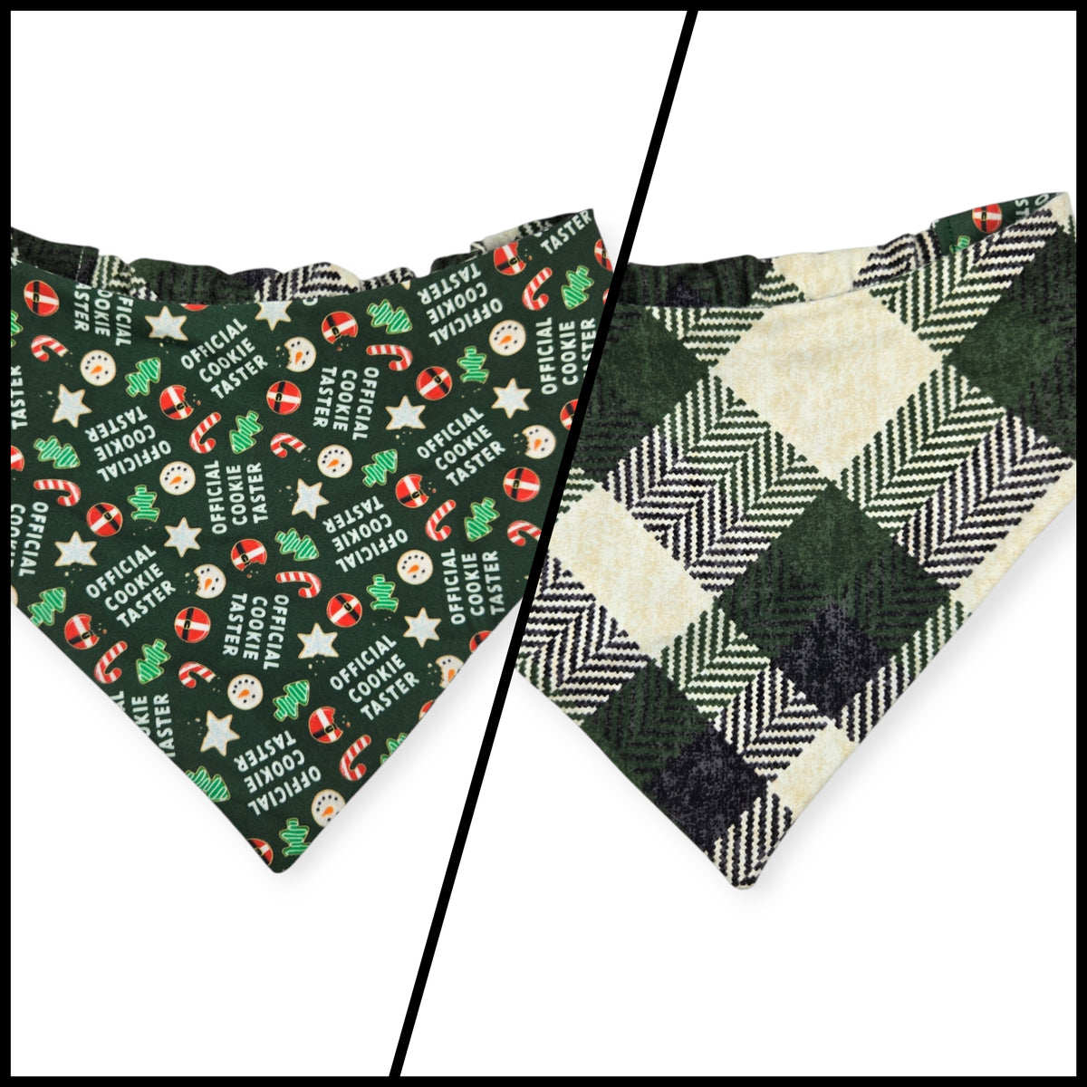 Cookie Tester/Green Plaid Reversible Slip-on Scrunchie Bandana (Large/X-Large)