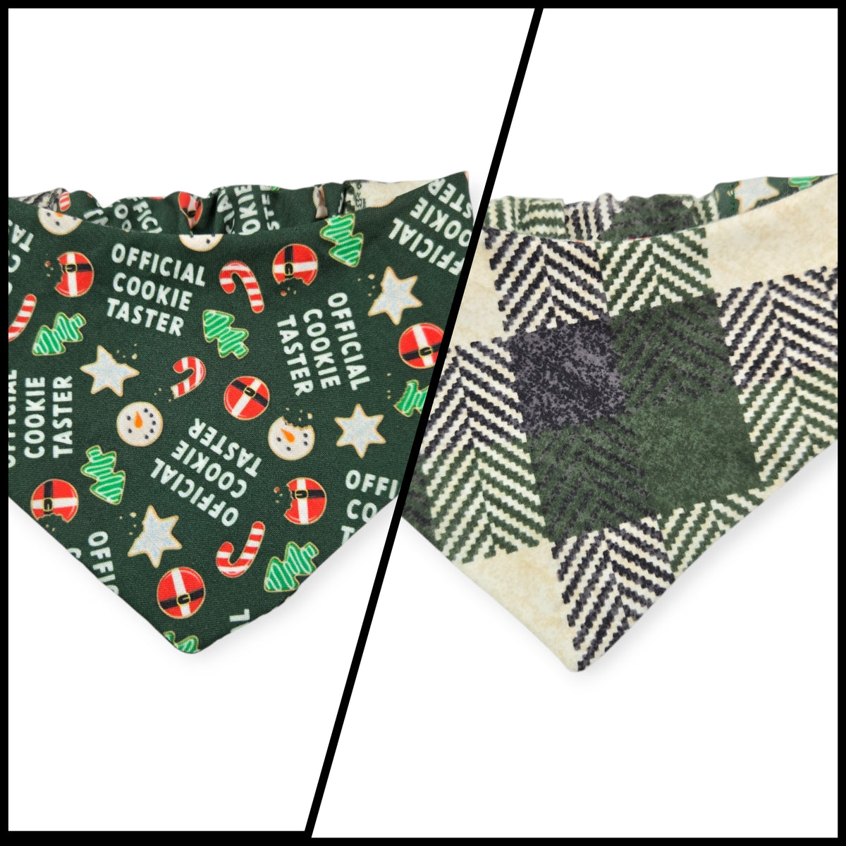 Cookie Tester/Green Plaid Slip-on Scrunchie Bandana (Small)