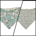 Winter Dinosaurs/Sage Green Plaid Reversible Slip-on Scrunchie Bandana (Medium/Large)