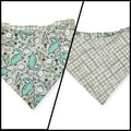 Winter Dinosaurs/Sage Green Plaid Reversible Slip-on Scrunchie Bandana (Large)