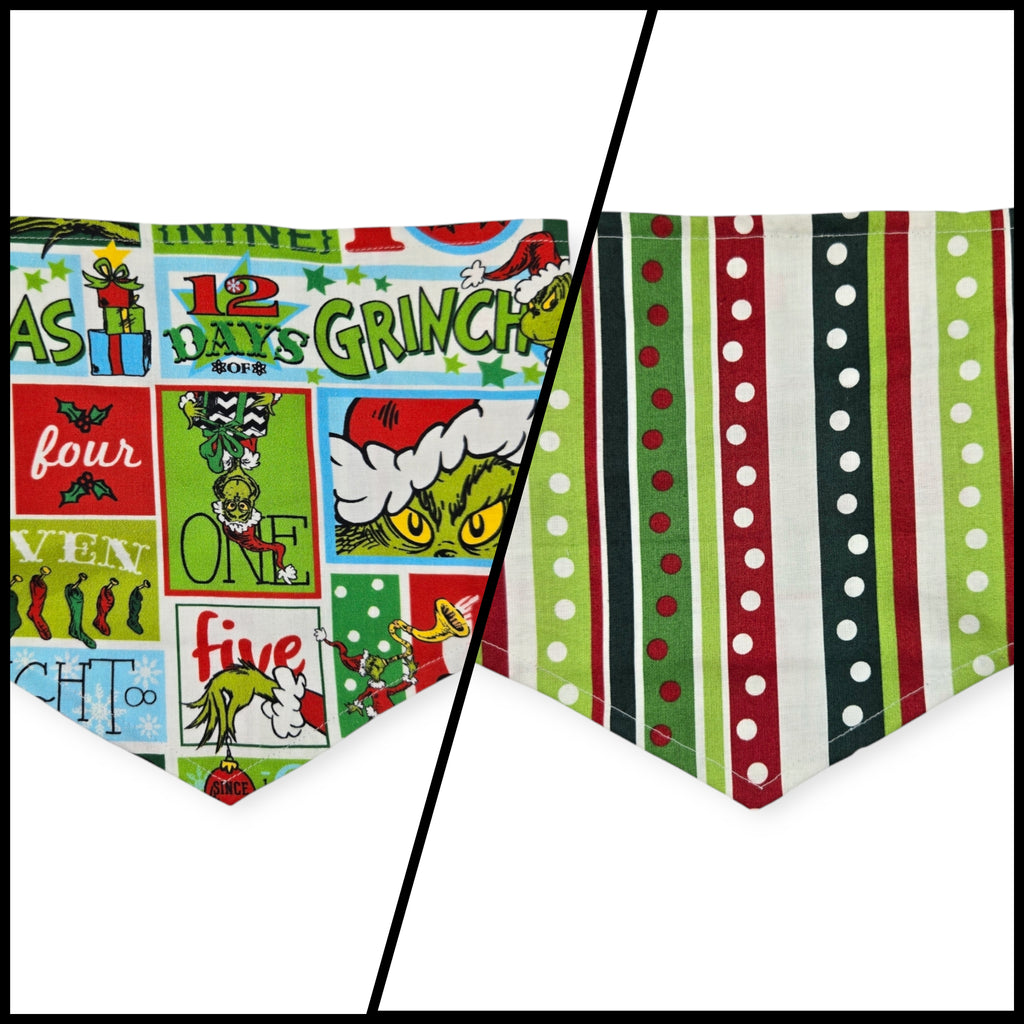 Grouchy Count Down/Christmas Stripes Tie-on Bandana (Medium)