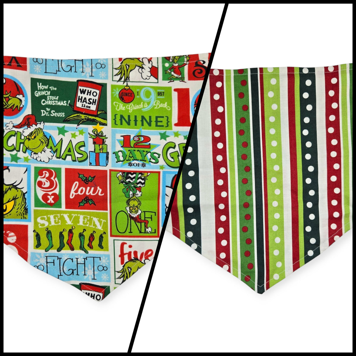 Grouchy Count Down/Christmas Stripes Tie-on Bandana (Large)
