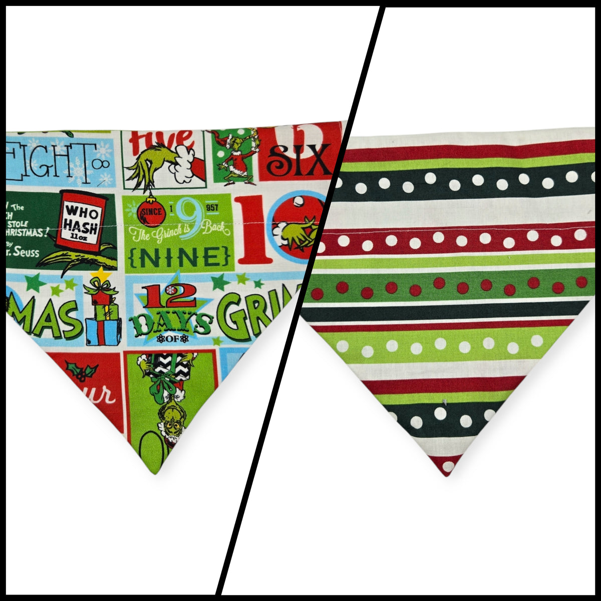 Grouchy Count Down/Christmas Stripes Reversible Slide-on Bandana (Medium)