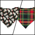 Christmas Ghost/Glitter Tartan Plaid Reversible Slip-on Scrunchie Bandana (Medium/Large)