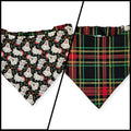 Christmas Ghost/Glitter Tartan Plaid Reversible Slip-on Scrunchie Bandana (Large)