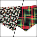 Christmas Ghost/Glitter Tartan Plaid Reversible Tie-on Bandana (Large)
