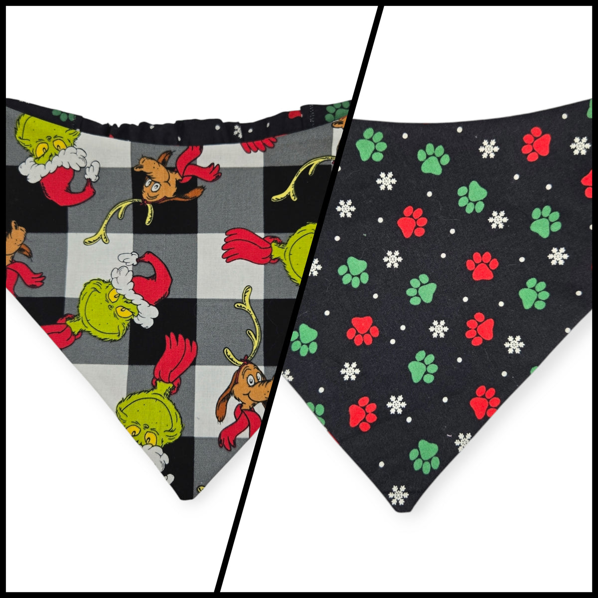 Grouchy/Christmas Paws Reversible Slip-on Scrunchie Bandana (Large)