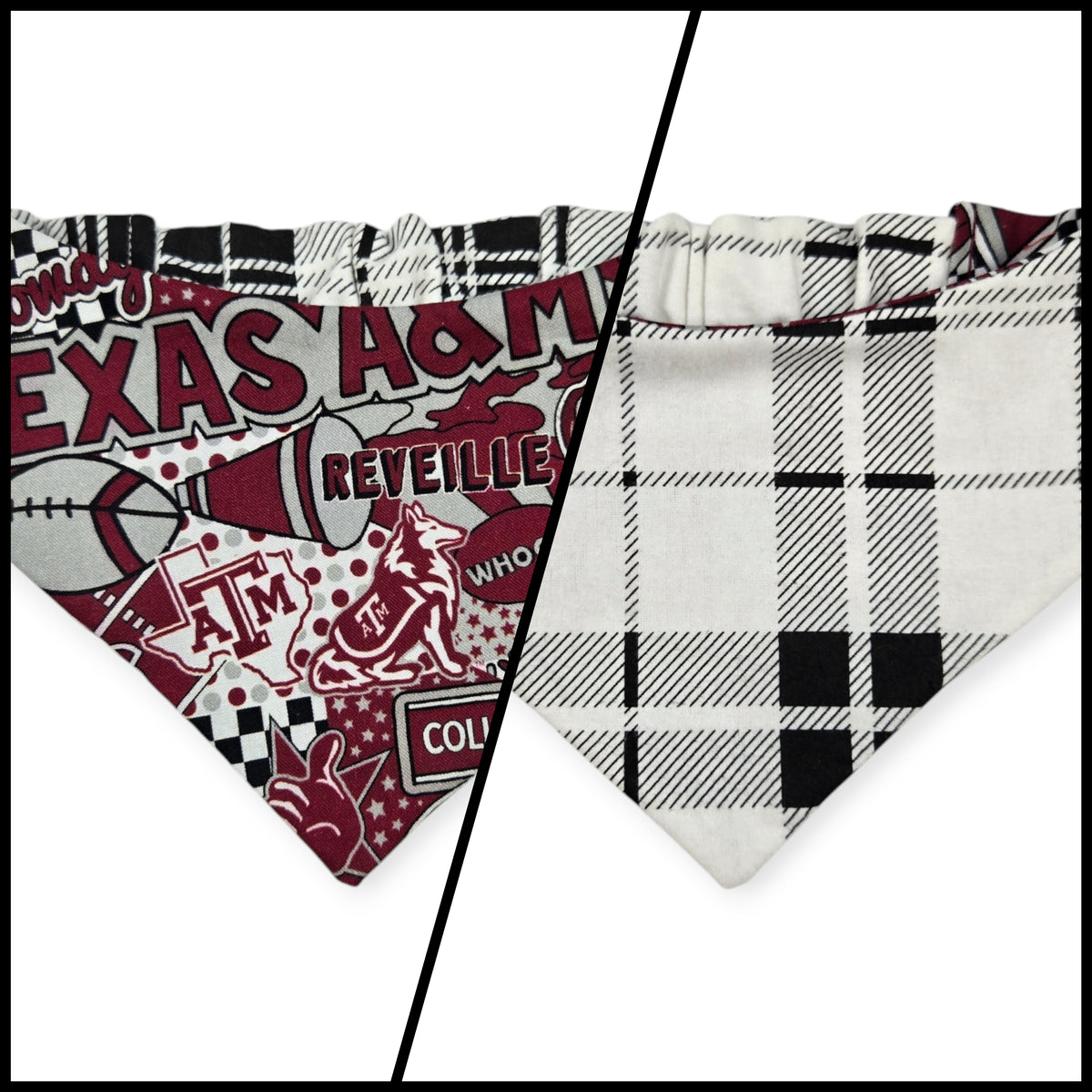 Aggies/ Black & White Plaid Slip-on Scrunchie Bandana (Small)